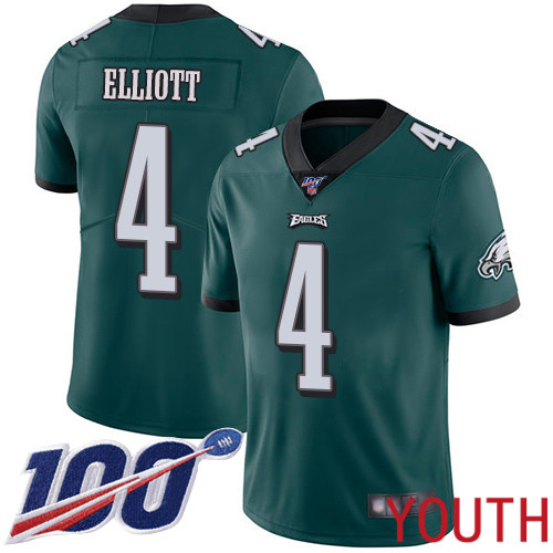 Youth Philadelphia Eagles #4 Jake Elliott Midnight Green Team Color Vapor Untouchable NFL Jersey Limited Player 100th->youth nfl jersey->Youth Jersey